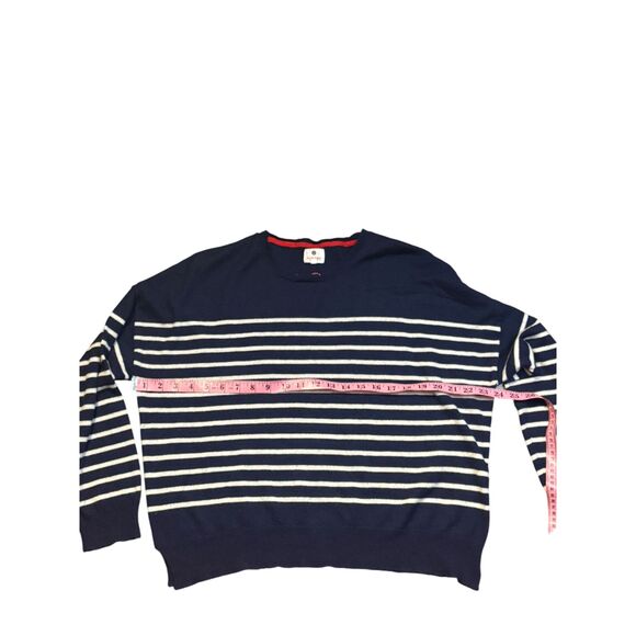 sundry striped lightweight sweater sz 3 / L merino wool cashmere blend navy blue - Picture 2 of 9